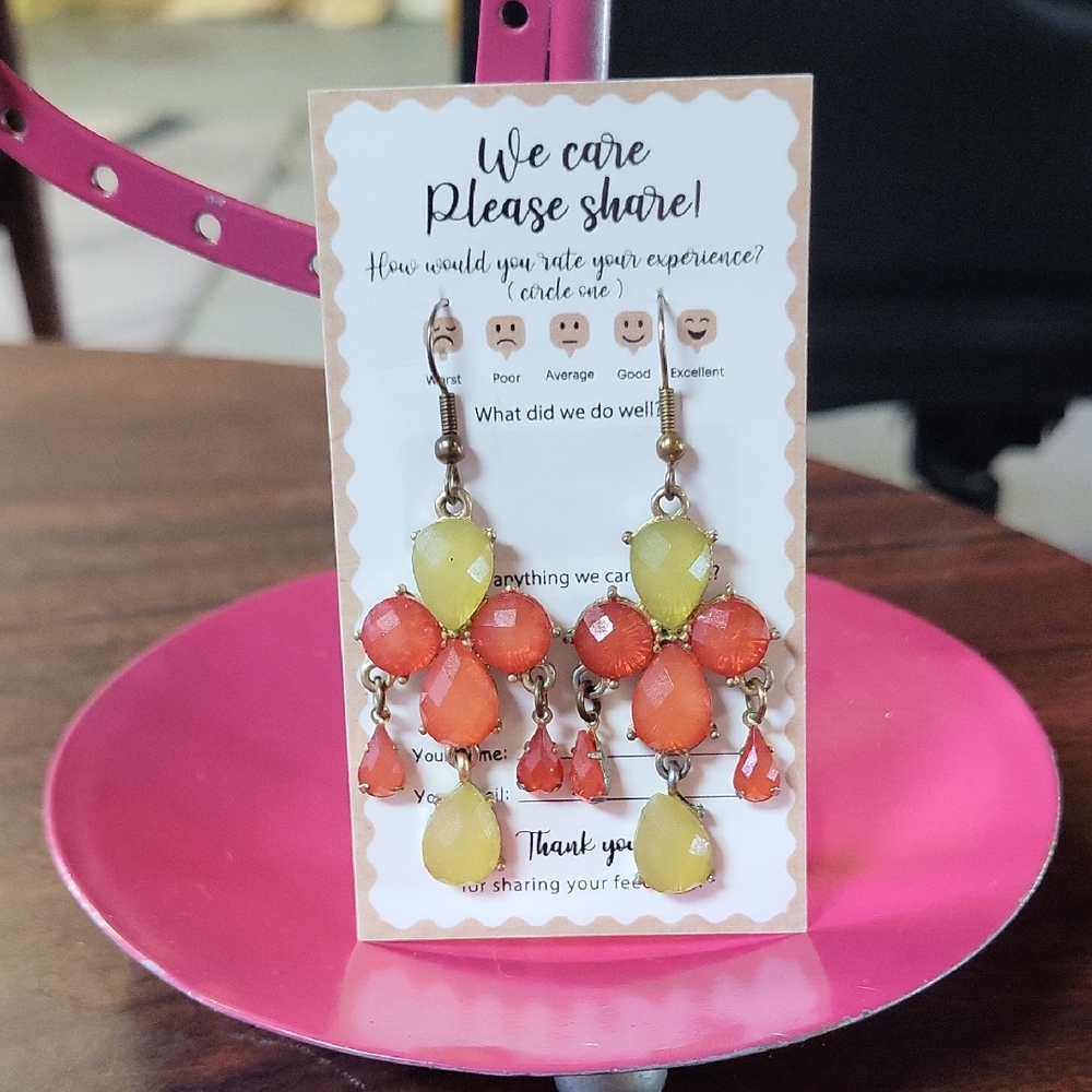Elegant Orange and Yellow Dangle Earrings
